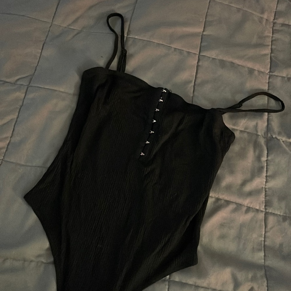 Front Clip Black Bodysuit